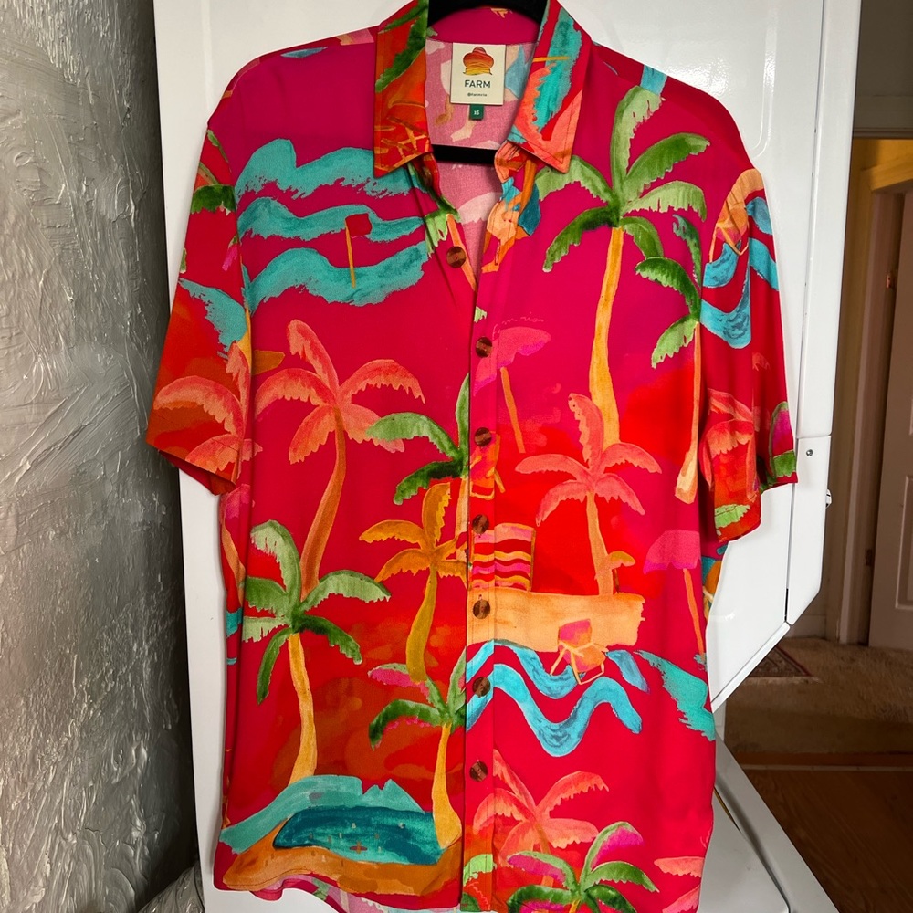 Farm Rio ipanema print button up blouse xs unisex
